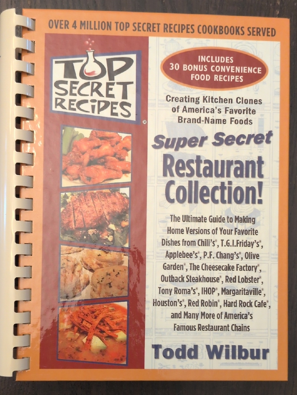 Top Secret Super Secret Restaurant Collection Cookbook - Orange and Cream Cover
